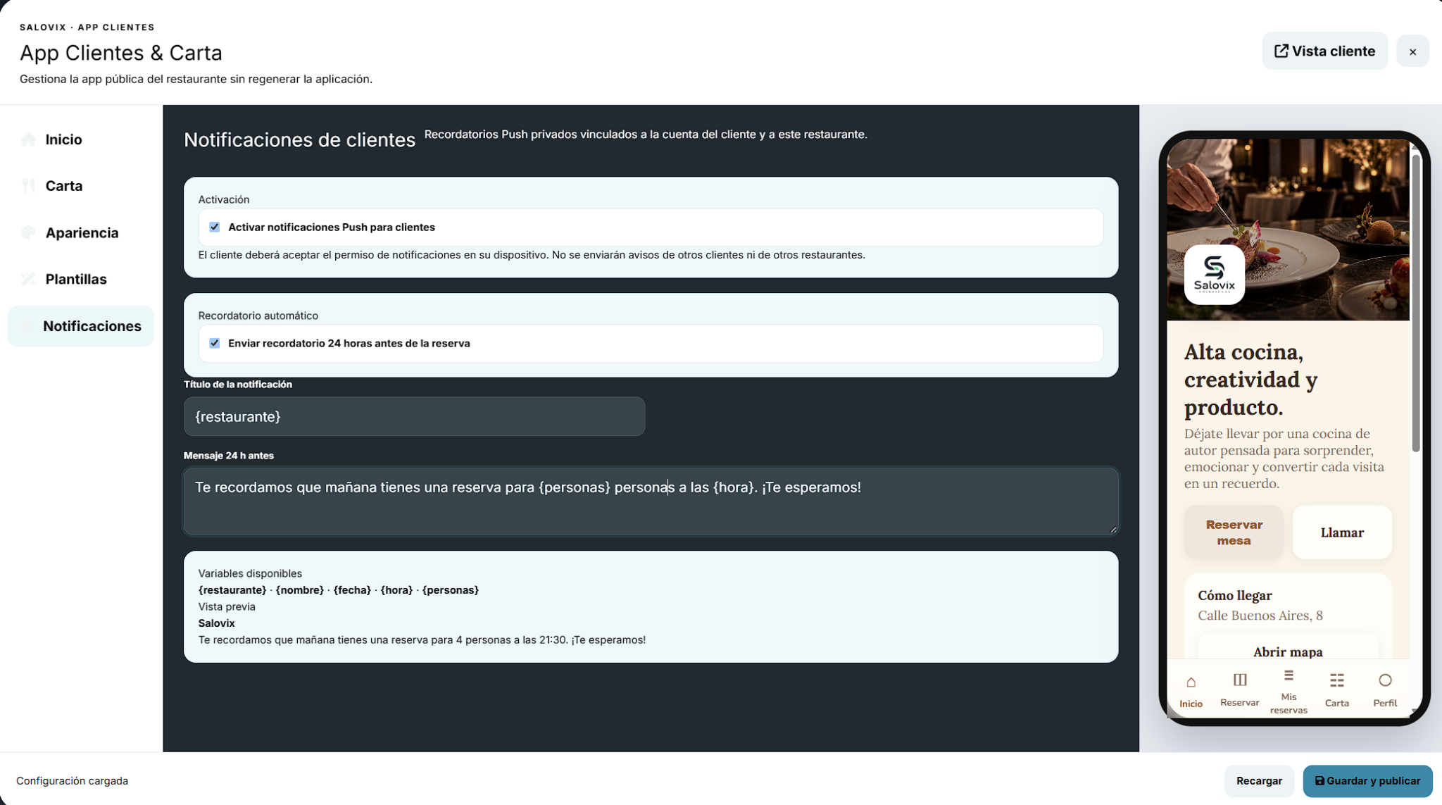 Configuración de notificaciones para App Clientes
