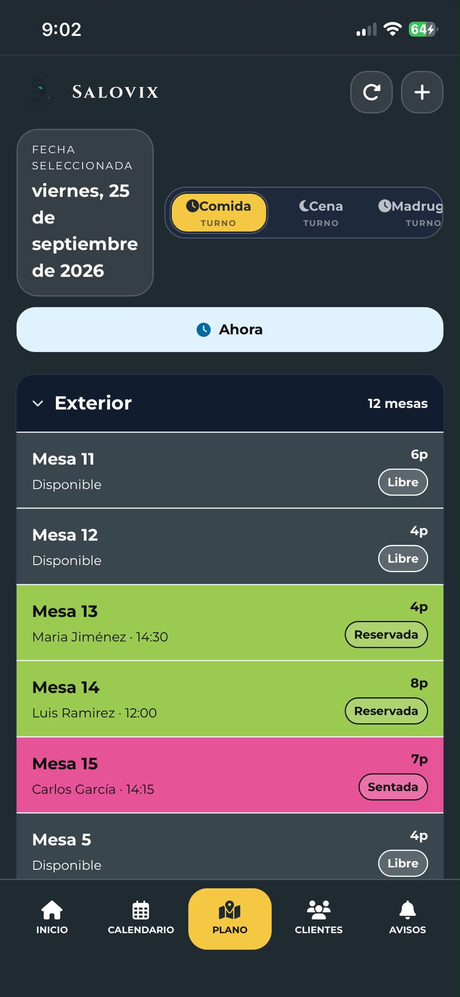 Plano en Mobile Admin