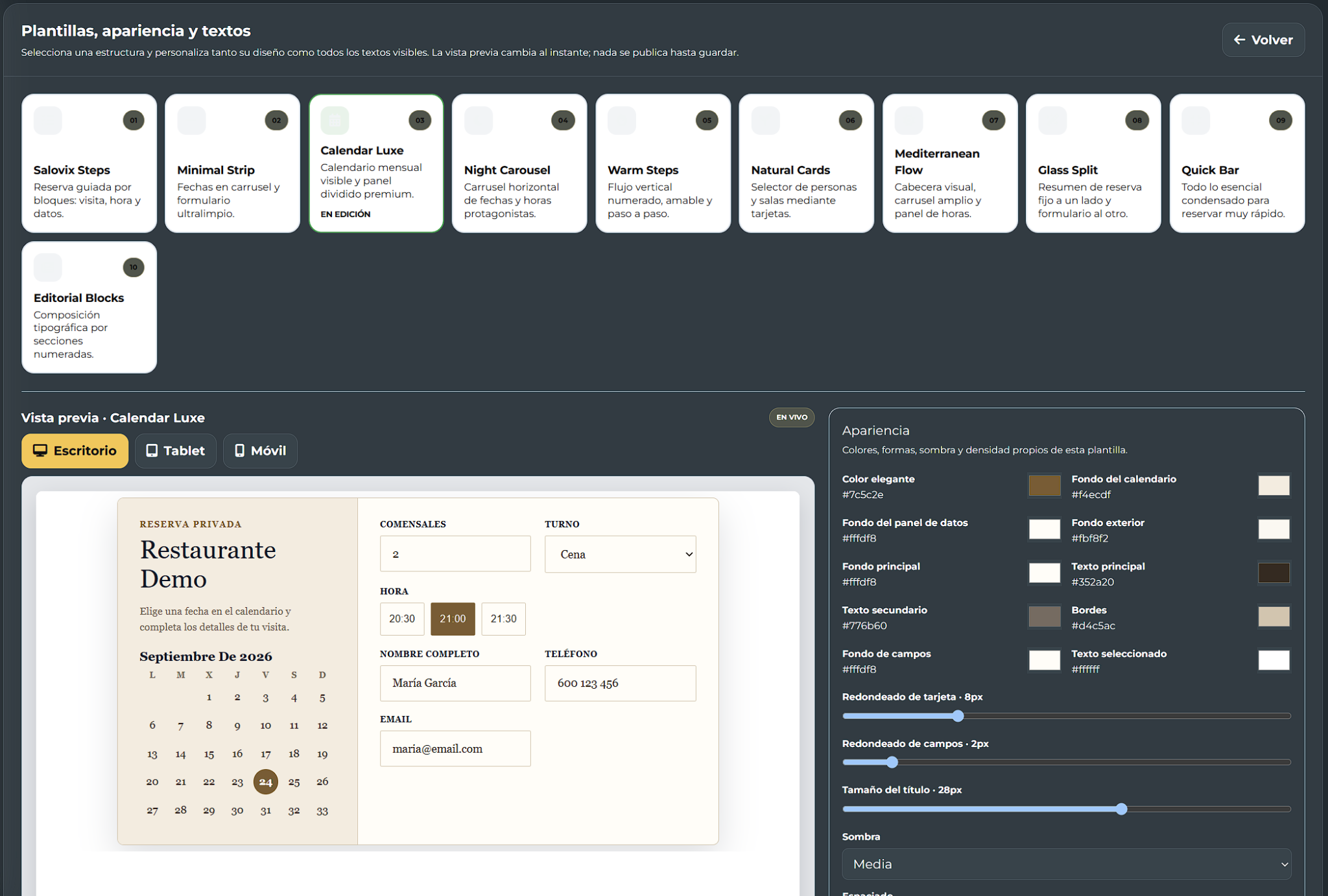 Editor de plantillas y apariencia del widget